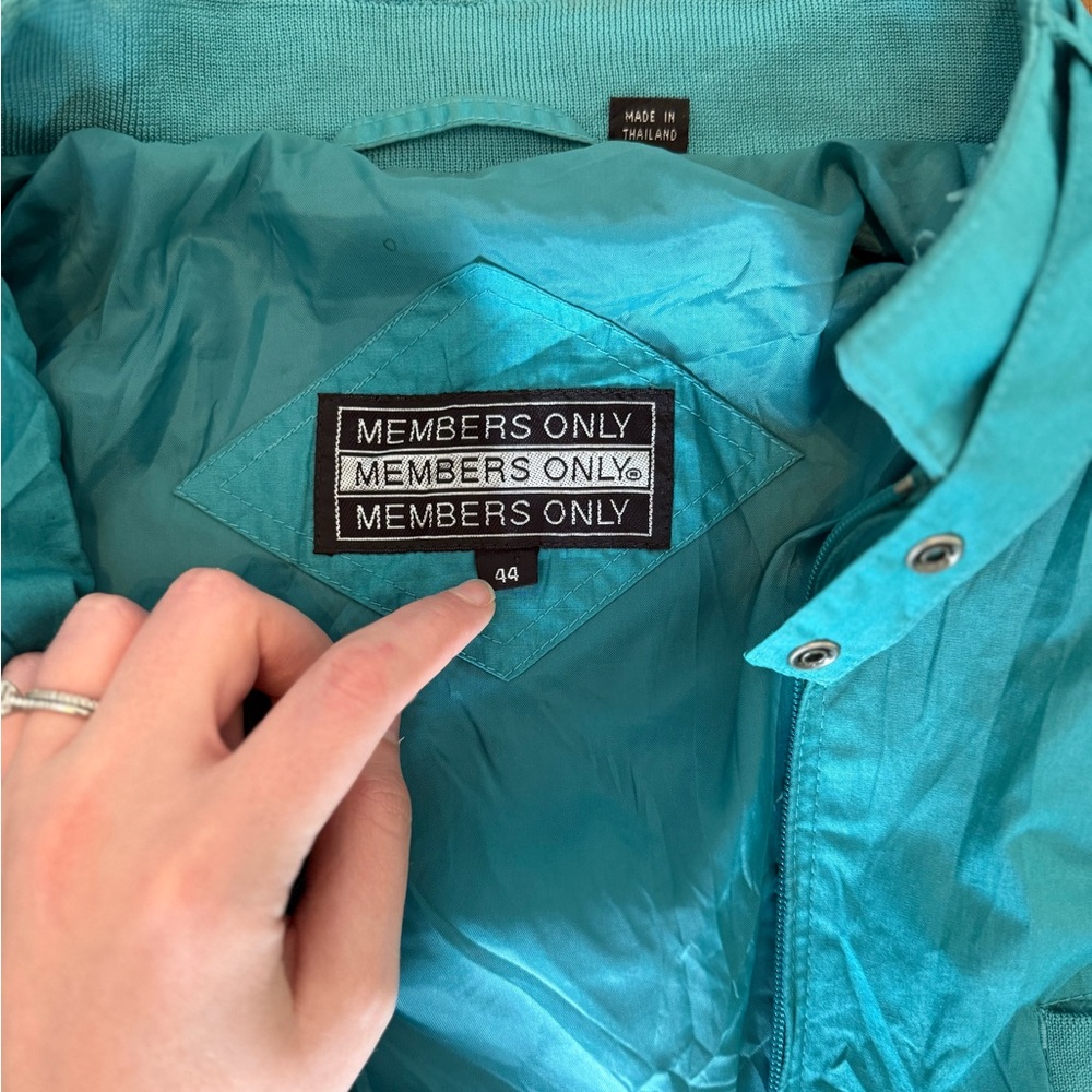 Vintage Members Only Teal Bomber Jacket